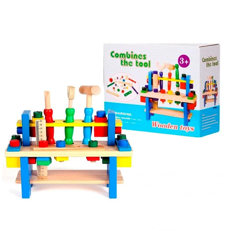 Caja De Herramientas De Madera Montessori Para Niños - 29 Piezas, Con Maletín | Juguete Educativo Para Desarrollar Motricidad Y Creatividad