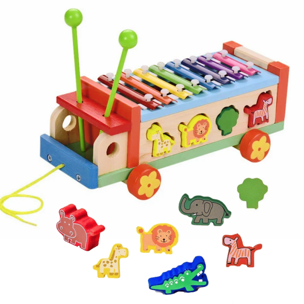 Carrito de Arrastre con Xilófono y Encajes