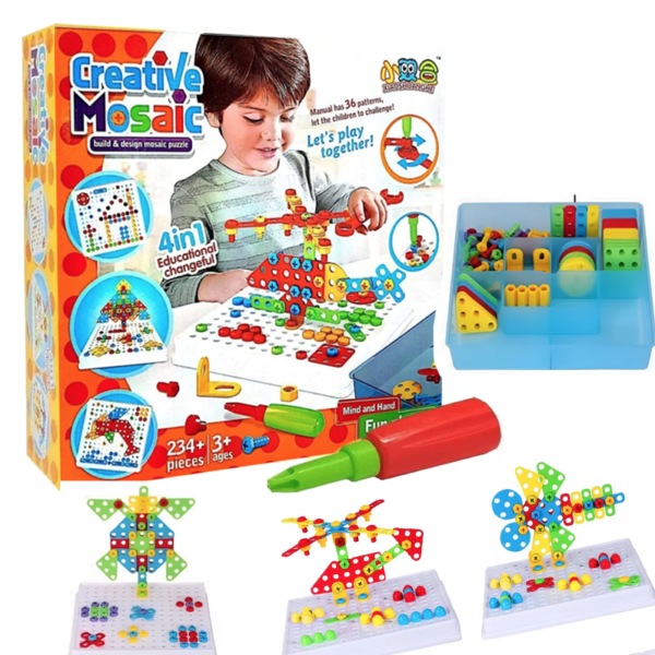 Mosaico Creativo 3D De 234 Piezas 4 En 1 Juego Didáctico