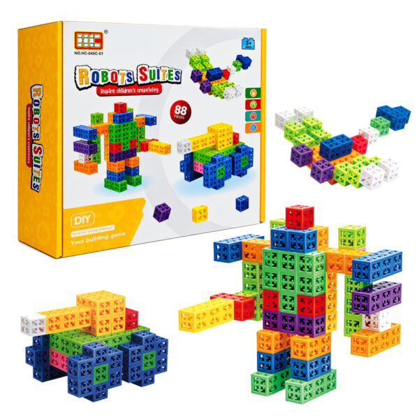 Juego de Bloques Cuadrados DIY, 88 Piezas, Juguete Infantil de Construcción